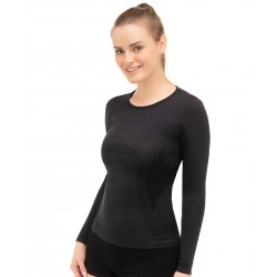 Koszulka damska Brubeck COMFORT WOOL czarny