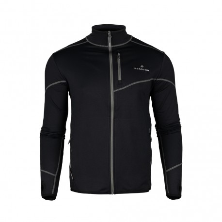 Bluza męska Bergson SWIFTLAYER full zip VTX Black czarny